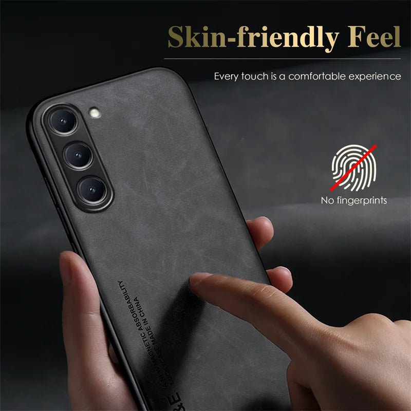 Sheepskin Leather Magnetic Case For Samsung Galaxy S23 S22 S21 FE S20 Plus Note 20 Ultra Coque Built-in Metal Plate Back Cover - Image 4