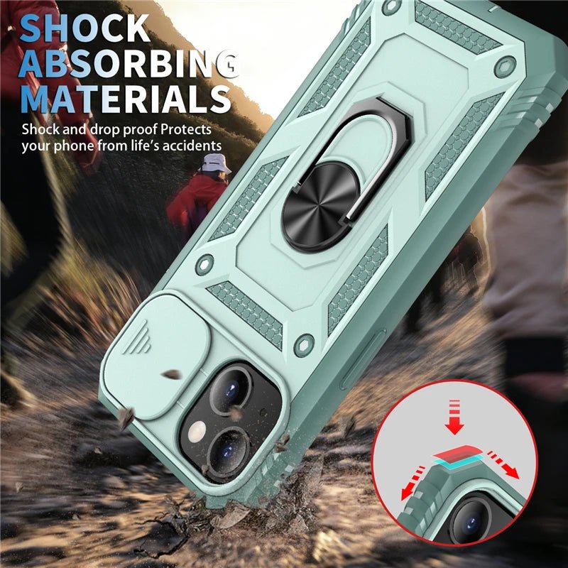 Slide Camera Lens Protection Magnetic Ring Holder Case For iPhone 15 14 13 12 11 Pro Max Mini X XR XS 7 8 Plus Shockproof Cover - Image 5