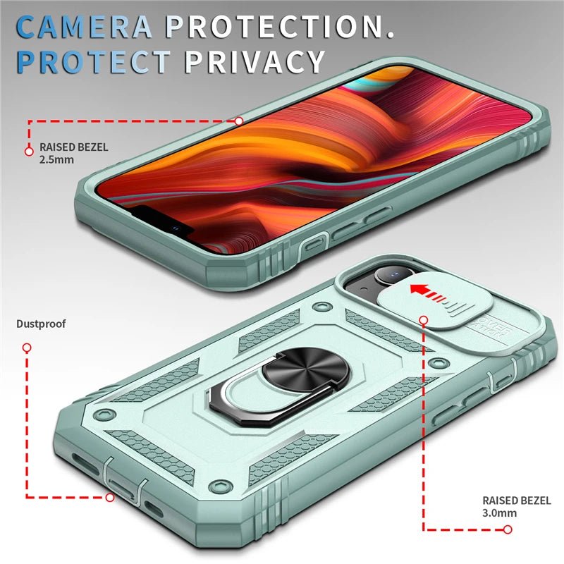 Slide Camera Lens Protection Magnetic Ring Holder Case For iPhone 15 14 13 12 11 Pro Max Mini X XR XS 7 8 Plus Shockproof Cover - Image 6